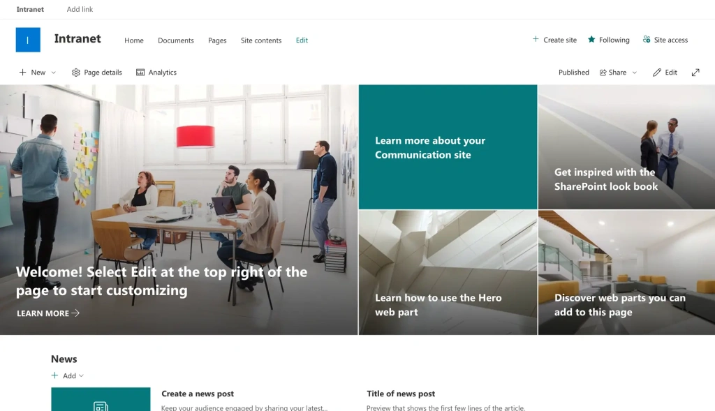 SharePoint Intranet Kommunikationswebseite