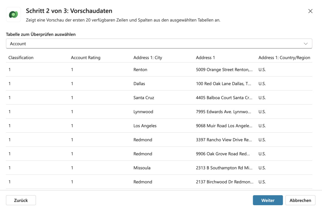 Copilot Dataverse Beispieldaten