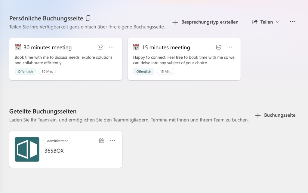 Microsoft Bookings Buchungsseite Erstellen